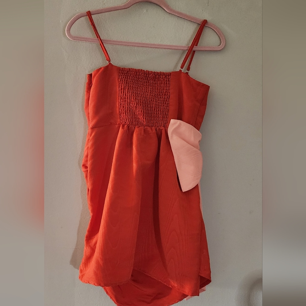 Future Collective Bow Red And Pink Mini Holiday Party Dress Size 2‎ - Picture 5 of 7